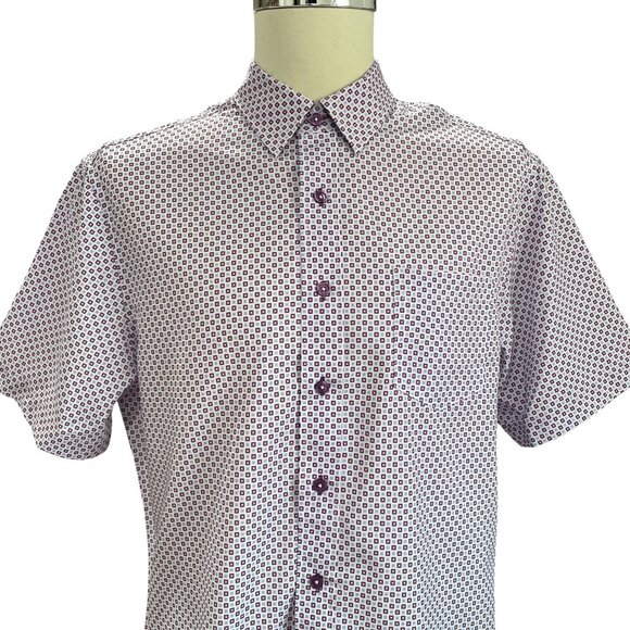 Nick Graham Mens Shirt Medium Purple Geometric Summer Travel Coastal Soft Touch - Picture 9 of 11